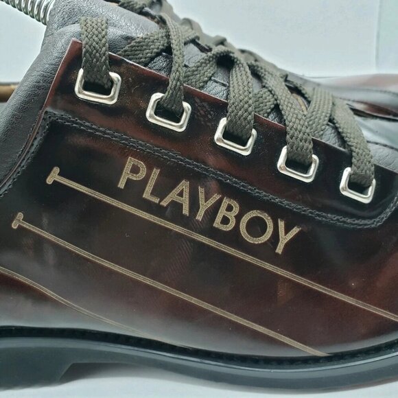 Playboy Leather Mens Size 8 255 Lace-up Burgundy Dress Shoes - Picture 6 of 9
